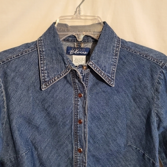 EXPRESS BLUES BLUE JEAN SHIRT - Picture 2 of 6